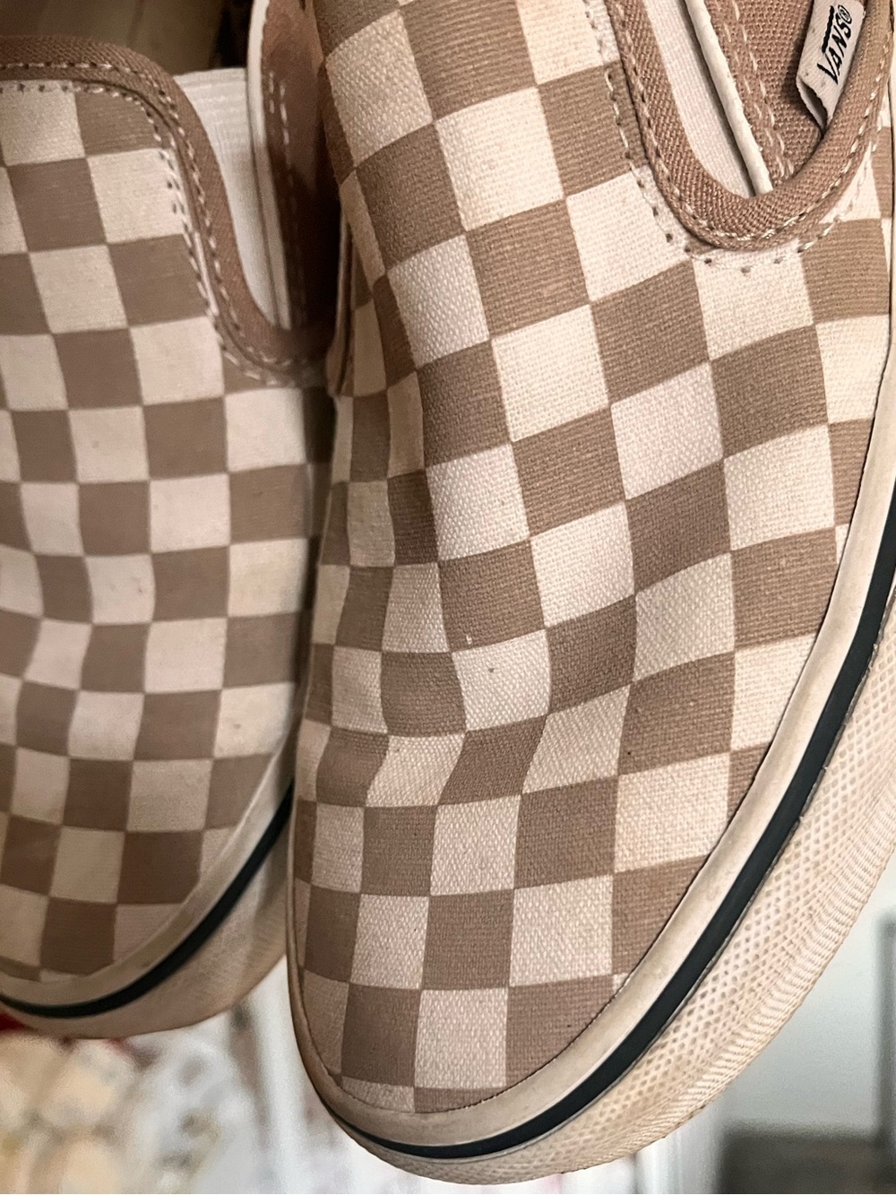 Vans Slip-On Checkerboard Sneakers - Brown and White - Picture 3 of 4
